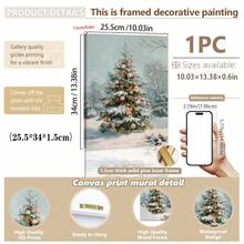 1 件，帆布墙饰，带框圣诞墙饰，复古粉色圣诞主题，粉色和银色球形装饰，节日冬季墙饰，圣诞树装饰艺术，圣诞装饰品，圣诞海报，圣诞家居装饰，节日房间装饰，宿舍装饰，卧室装饰，浴室装饰，客厅装饰，节日氛围装饰，圣诞礼物 - 彩色 - 查看 12