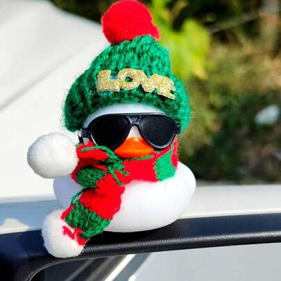 1 pièce Décoration de Noël en forme de canard en caoutchouc blanc, ornement de voiture, décoration de console centrale de voiture