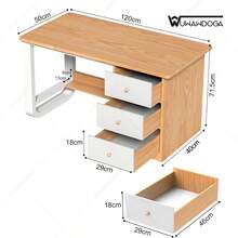 Escritorio para Home Office con 3 Cajones - Mueble de Oficina en Casa Moderno y Funcional, Perfecto para Teletrabajo y Estudio-Ideal para Dormitorios y Apartamentos Pequeños - Blanco - Ver 7