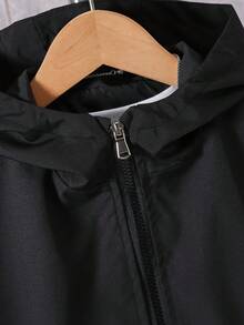 青少年男孩休闲迷彩拼布长袖连帽夹克，秋冬季时尚日常穿着