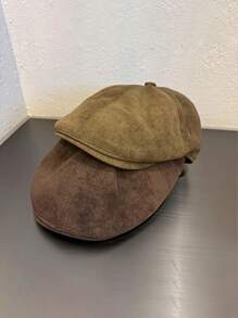 男女通用经典报童帽，简约轻便平顶帽，休闲英伦风艺术家帽，圆帽