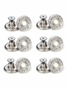 6pcs Heavy Duty Metal No Sew No Drill Adjustable Jeans Waist Extender Buttons - Quick Install Button Kit For Instant Fit, DIY Resizing Solution, Comfortable Waistband Fix (Fashion Accessories)