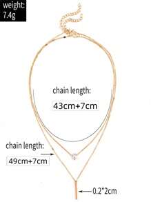 Conjunto de 2 peças Colar de Camadas Duplas em Formato de Pêndulo com Gota e Pedra de Zircônia Cúbica em Metal Simples, Adequado para o Uso Diário de Mulheres, Escola, Negócios, Reuniões, Compras e um Conjunto de Joias Versátil para Mulheres