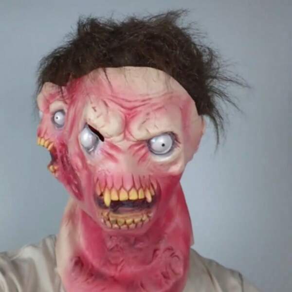 Máscara de zombie realista con dientes afilados, material de látex, adecuada para carnaval, cosplay - Regalo de zombie espeluznante, accesorio de disfraz, diseño aterrador, apariencia realista