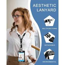 Funny Positive Work ID Badge Holder With Lanyard And Retractable Clip Cute Flowers Breakaway Lanyard For Name Badge Holder For Teacher Nurse Doctor School Student Office Gift-624199