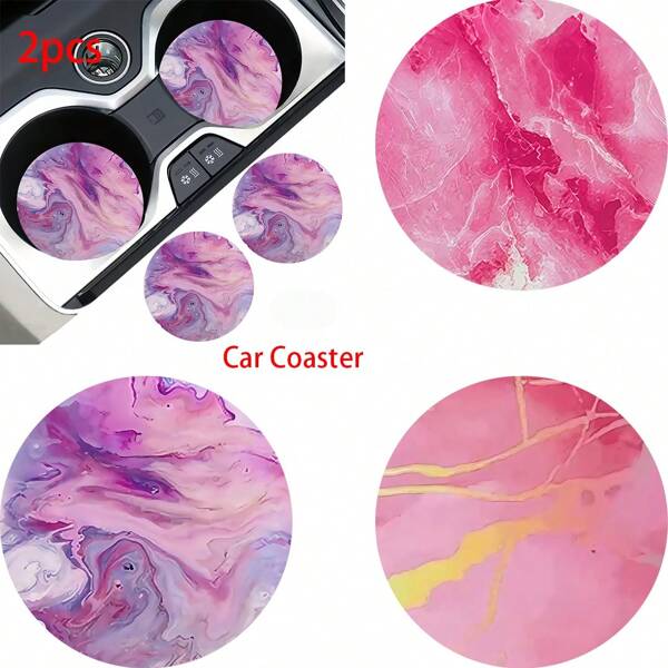 2pcs Car Cup Coaster Stylish & Durable Fast-Drying Non-Slip Car Cup Mat