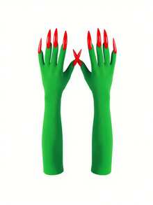 1 Pair Halloween Long Fingernail Demon Hand Gloves, Role Play Props, Arm Sleeves To Highlight Personalized, Suitable For Halloween Cosplay, Party Costumes Autumn Fall Winter Fall Arm Warmers - Multicolor - View 4
