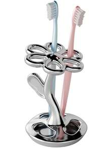 Juego de organizador de baño de cerámica - Soporte decorativo para cepillos de dientes y maquillaje con 6 ranuras para lápices de cejas, lápices labiales y cosméticos - Estante de almacenamiento compacto para el tocador, artículos esenciales para dormitorio y útiles escolares