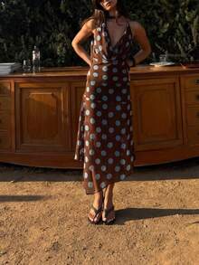 Women's Y2K Polka Dot Skirt Low Waist Midi Skirts Sheer Mesh Half Skirt Fashion Vintage Summer A Line Skirts Cute Dot Print Skirt For Party Beach Going Out Aesthetic Outfit Streetwear - 卡其色 - 查看 8