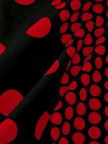 Retro Polka Dot Long Sleeve Shirt Dress - Button Details, Machine Washable & Dry Cleanable - Ideal For Spring/Summer/Autumn, Casual Contrast Color Button Polka Dot Dress