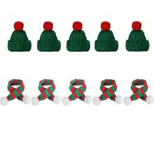20 pezzi Mini cappelli e sciarpe di Natale | Decorazioni rosse e verdi per artigianato fai-da-te, ornamenti per alberi e decorazioni pupazzo di neve