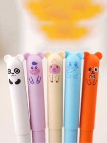 1/10 pezzi di penne cancellabili con motivi animali carini, di dimensioni medie, ricaricabili, lavabili, inchiostro blu/nero 0,5 mm, in plastica, per forniture per ufficio e scuola, regali per insegnanti, stile casual