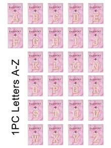A-Z字母刺绣护照套，复古商务护照夹，男女通用，便携多功能，可装身份证、银行卡，适合外出、度假、旅行 - 彩色 - 查看 2