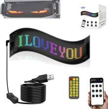 Car Windshield Animated Eyes, Programmable LED Light Sign, Eye-Catching LED Scrolling Signage, DIY Custom Animated Text/Image, 5V USB Programmable LED Waterproof Flexible Digital Display Sign For Car, Shop, Party And Festival Decoration - 4.01*13.7in -1PC - View 1