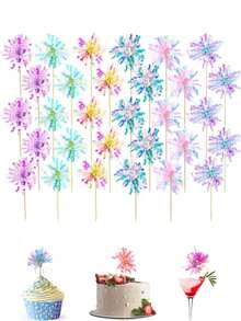 10/20 件铝箔烟花纸杯蛋糕装饰、彩色鸡尾酒饮用签、生日快乐蛋糕装饰、夏威夷纸杯蛋糕装饰、派对蛋糕装饰、闪光金属丝花饮料搅拌器、鸡尾酒食物水果牙签、派对用品金色、圣诞节、万圣节、1 件 - 多色-雨絲 - 查看 4