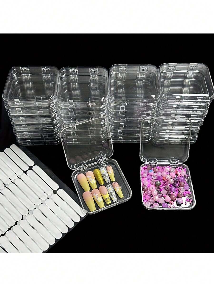 24pcs/10pcs Transparent Nail Storage Box With Press Button, Plastic False Nail Display Case, Comes With 60pcs Double-Sided Adhesive Strips, False Nails And Nail Salon Accessories Bag, Bags, Makeup Bag, Vanity, Travel, Make Up Bag, Storage, Makeup Organizer, Makeup Bags, Toiletry Bag, Desk Organiser, Cosmetic Bag, Makeup Pouch, Make Up Organizer, Vanity Accessories, Make Up Pouch, Make Up Bags, Jewellery Box, Pouch, Makeup Brush Holder, Brush Holder, Perfume Organiser, Pouch Bag,Gifts For Women,Christmas Gifts,Gift Ideas For Women,Room Decor