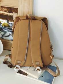 Capybara水豚背包新款可爱个性书包百搭休闲大容量学生背包 - 棕色 - 查看 9