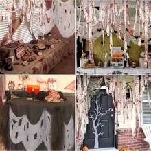 Accesorii de petrecere de Halloween înfiorătoare de 10 m - Bandaje însângerate din material textil, recuzită horror, kit de răni simulate - Roșu și alb - Vizualizare 5