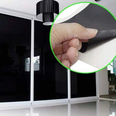 Película Adesiva Contact Vinil Blackout 1 METRO Preto Fosco Envelopamento Janela Porta Lavável