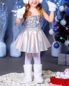 Girls Metallic Skater Skirt Sparkly Shiny Flared Pleated A-Line Mini Skort - Màu tím - Xem 7