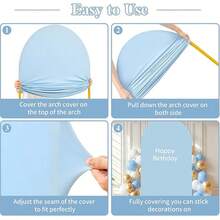 1pc Blue Wedding Party Arch Decor Cover, 5ft, 6ft, 6.6ft, 7.2ft, 8ft Wedding Arch Cover, Double-Sided Spandex Arch Backdrop Fabric, Suitable For Birthday Party Wedding Arch Stand Decoration (Arch Stand Not Included, Fabric Background Only) - Baby Blue - View 5