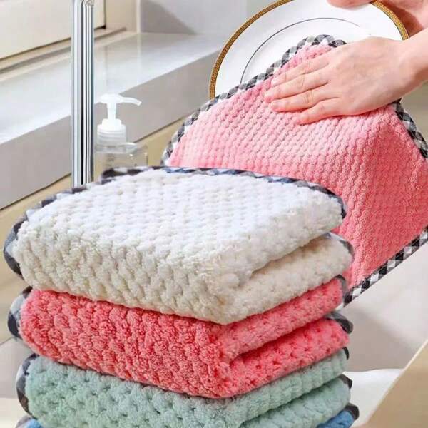 2pcs/6pcs Random Color Multi-Purpose Car Cleaning Cloth, Dish Washing Cloth, Kitchen Towel, Non-Stick Oil, Thick Scrub Cloth, Water Absorbent Dishcloth