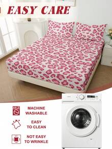 1pc Leopard Print Fitted Sheet, Wildlife Pattern Mattress Cover, Soft & Comfortable, Anti-Slip Deep Pocket Design, Suitable For Twin/Full/Queen/King Size Beds, All Seasons, Machine Washable, Dust-Proof & Anti-Slip Design, Pillowcases Not Included, Essential Fashion Bedroom Decor - Multicolor - View 8