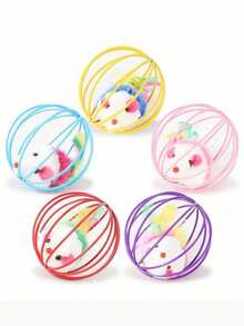 Juego de juguetes divertidos y coloridos con ratones enjaulados para aliviar el aburrimiento - Mantén a tu gato entretenido con bolas rodantes e interactivas y juguetes con ratones - Multicolor - Ver 8