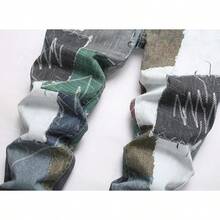 Men's Casual Printed Jeans Skinny Denim Pantshalloween - 補丁 870 - 查看 2