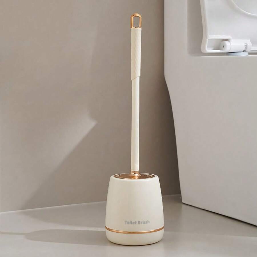 Toilet Brush With Bucket Brush And Holder, Space-Saving Toilet Brush For Storage, Durable Bristle Toilet Brush For Bathroom Cleaning - 金色 - 查看 1