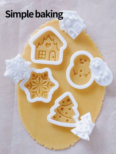 迷你圣诞系列饼干模具，厨房亲子饼干模具，（圣诞树，雪人，雪花，姜饼屋）卡通图案饼干印章，圣诞装饰，蛋糕装饰饼干整形器，甜点制作工具圣诞节圣诞装饰圣诞睡衣圣诞礼物圣诞装饰