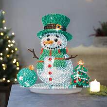 DIY Round Diamond Snowman Shaped Diamond Painting Kit, Sparkling Acrylic Snowman Model, Handicraft Fun, Mosaic Handicraft Art, Desktop Stand, Room Home Decor, Holiday Celebration Decor, Unique Gift - Multicolor - View 23