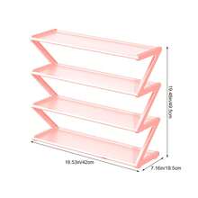 1 Piece 4-Tier Simple And Practical Shoe Rack For Shoes, Boots, And Clothing Accessories, Made Of Stainless Steel Tubes And Plastic Brackets, Freestanding Black And White Shoe Rack, Easy To Assemble And Space-Saving - 玫紅色 - 查看 6