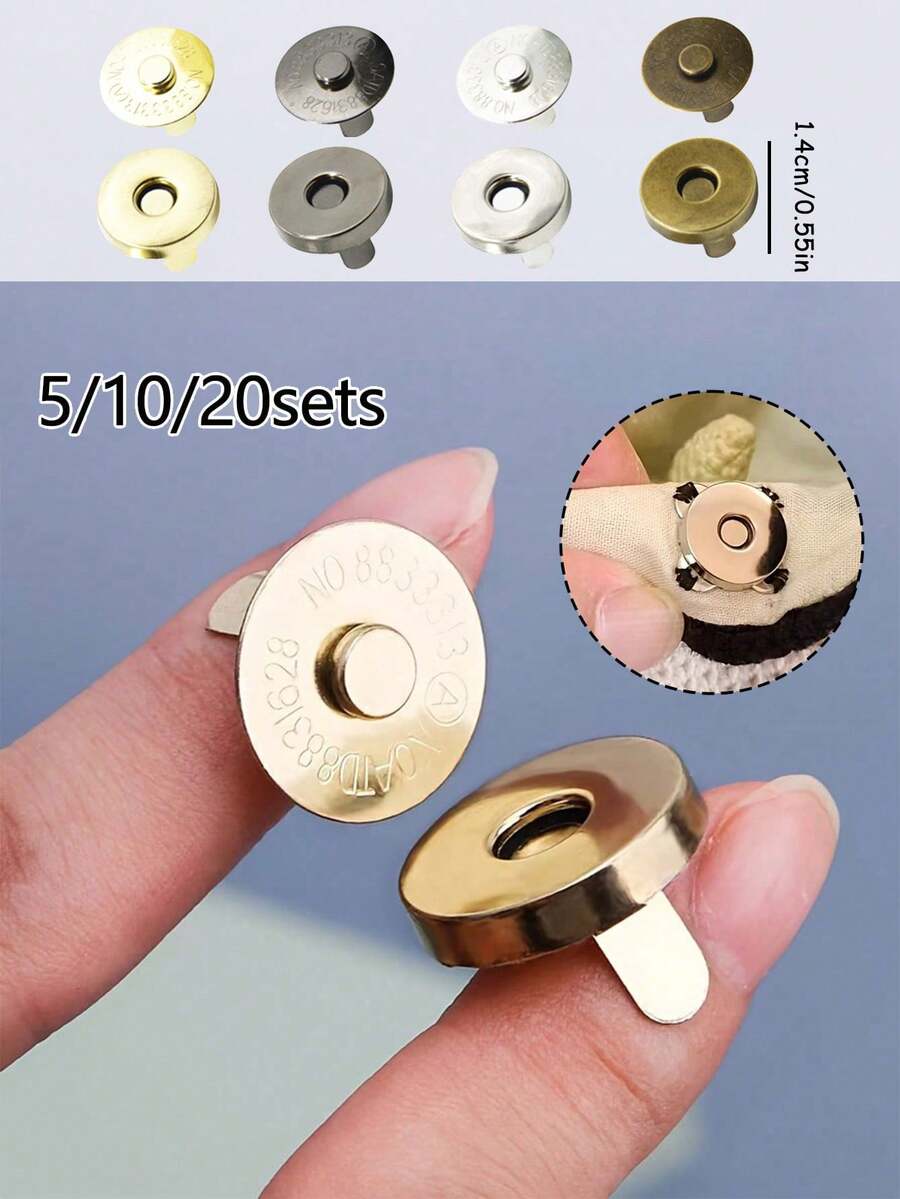 色调强磁按扣，14mm隐形紧固件，适用于箱包和工艺品，耐用磁扣，牢固固定，DIY包袋配件，钱包磁扣，圆形无缝吸盘扣，帆布包扣，适用于手提包，帆布包，皮革工艺包钱包，五金优雅包袋配件，手工包，返校礼物，教师礼物 - 彩色 - 查看 1