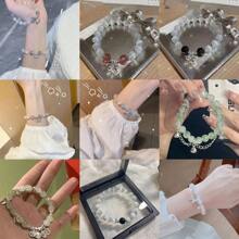 1pc Rhinestone Butterfly Cat Eye Stone Bracelet, Aquamarine, Moonstone, Natural Crystal Bracelet, Versatile Accessory, Girlfriend Gift, Butterfly Bracelet, Minimalist Design, Moonstone Bracelet, Student Gift, Suitable For Back To School, Halloween, Christmas (No Card Included)