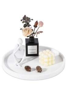 Natural Silicone Marble Pattern Decorative Tray, Bathroom Dressing Table Bedroom Kitchen Round Tray Suitable For Perfume Cosmetics Candle Tabletop Storage Storage Home Decoration - Multicolor - View 7