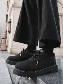 男士巴黎圆头休闲鞋，厚底增高鞋黑色哑光德比乐福鞋 Old Money Chic 秋季 - 復古款 - 查看 11