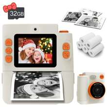 全新即时打印相机，超可爱即时打印相机，配备 2 卷打印纸和彩色笔，适合 6-12 岁儿童的数码相机儿童礼物，适合女孩/男孩的完美节日礼物，生日礼物。返校日、劳动节、万圣节、圣诞节、感恩节