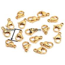 25 piezas/paquete Cierre de langosta de acero inoxidable hipoalergénico dorado, conector de cadena de pulsera, collar, teléfono, cierre de langosta para manualidades de joyería