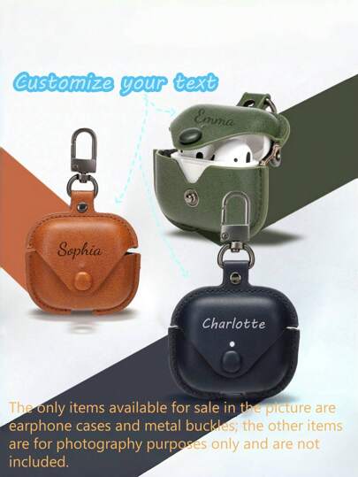 A Fashionable Leather Earphone Protective Case With Customized Text: It Is Made Of High - Quality PU Leather, Which Is Soft To The Touch , Providing Intimate Protection For Your Earphones.