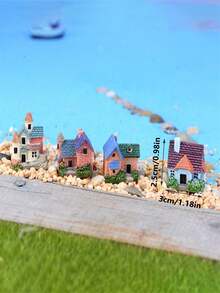 4 Pieces Of Mini Villa Small House Resin Statues - Very Suitable For DIY Fairy Garden, Bonsai Succulent Planting And Glass Container Flower Pot Decoration! - Multicolor - View 6