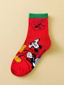 Disney 5双复古主题儿童袜子，男童卡通风格中筒袜，女童透气短袜 - 彩色 - 查看 9