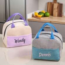 1 件个性化大容量午餐盒袋，定制名字午餐手提袋，个性化保温午餐盒袋，手提铝箔冰袋，午餐袋，野餐收纳袋，适合户外旅行