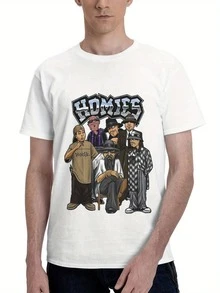 Printed Lil Homies Outfit T Shirt For Men Women Tee Shirt Short Sleeve Clothes 180g - 白色 - 查看 5