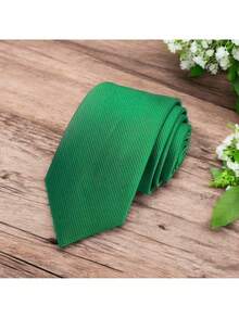 DOZE GOLDEN Men's Ties Slim Tie STRIPED TWILL FABRIC Casual, Perfect For Friends As A Gift Wedding Daily Use - 綠色 - 查看 4