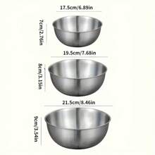 3pcs Stainless Steel Mixing Bowl Set, Durable & Food-Safe, Ideal For Kitchen Prep & Outdoor Cooking, BBQs & Grilling Essentials