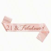 18th 21st 30th 40th 50th 60th 70th Birthday Belt - Rose Golden Satin With Champagne Color & Elegant Cursive Lettering - Durable Polyester Party Accessory For Milestone Celebrations, No Electricity Needed