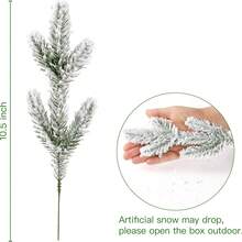 24PCS Snowy Artificial Pine Needles - Branches Twigs 10.6" Frosted Pine Picks Greenery Stems For Crafts, Wreaths, Garlands - Holiday Decor Snow Frosted Artificial Pine Branches Christmas Snowy Pine Needles Fake Greenery Pine Spray Picks For DIY Crafts - Green - View 8