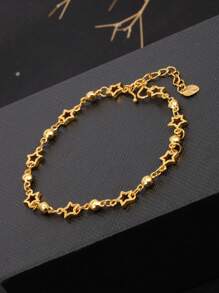 1 pieza Pulsera de cadena retorcida de 24K oro, pulsera apilable ajustable hipoalergénica de acero de titanio, regalo de cumpleaños para amigos y parejas, primavera/verano 2025