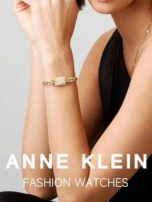 Anne Klein Gold-tone Quartz Bracelet Watch for Women with Champagne Sunray Dial Watch Ladies' Luxury Rectangular Case Analog Watch with Adjustable Bracelet,10/4898CHGP - 金色1 - 查看 3